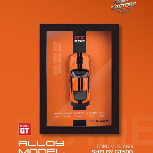 Castora 3D 1:32 Scale Model Shadow Box Frame – Edition GT500 (Sunset Orange)