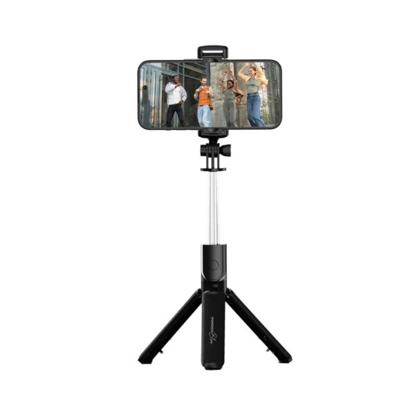 Porodo Blue FlexiTripod Selfie Stick with Foldable Tripod, Wireless Remote Shutter, 360° Rotation, 4.0 Bluetooth Version, 10m Wireless Range, Stainless Steel Material - Black