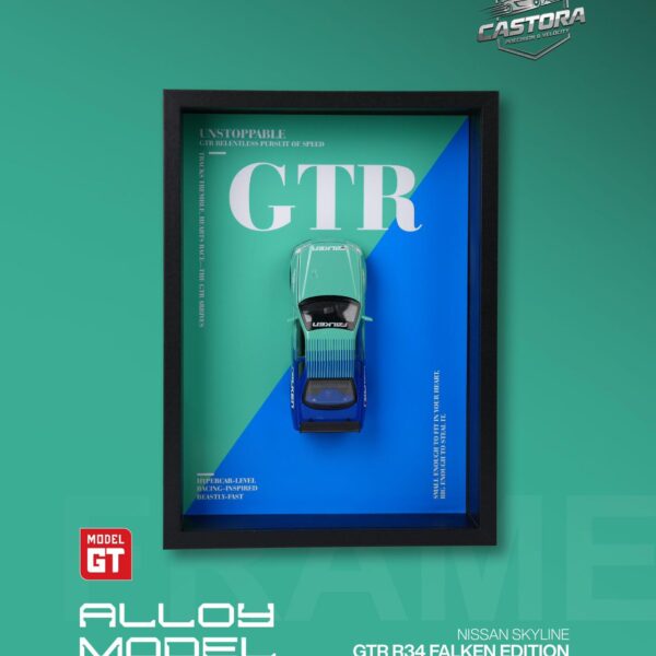 Castora 3D 1:32 Scale Model Shadow Box Frame – Edition GTR (Turquoise Fade)